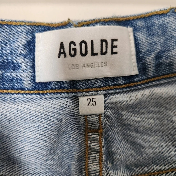 Agolde | Ultra High Rise Raw Hem Long Denim Shorts - Size 25 - Picture 9 of 9